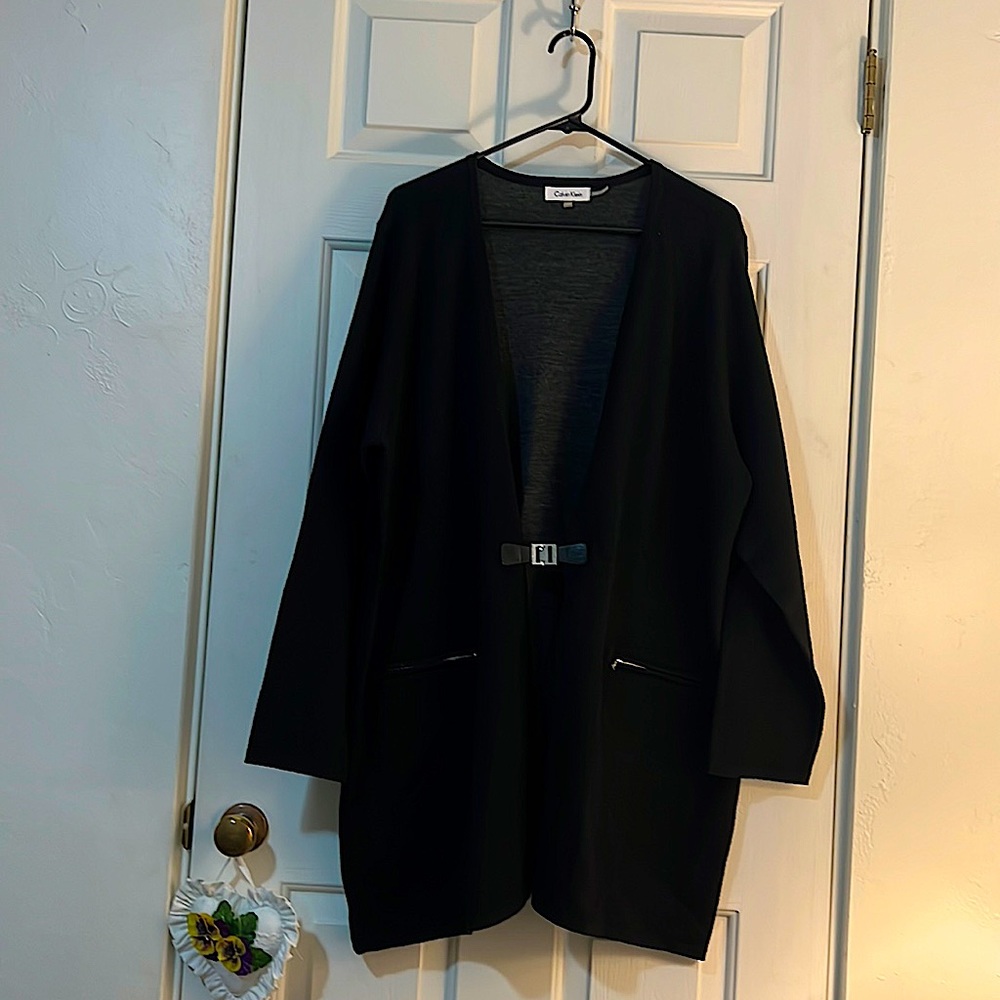 Calvin Klein 2X Long Wool Blend Cardigan